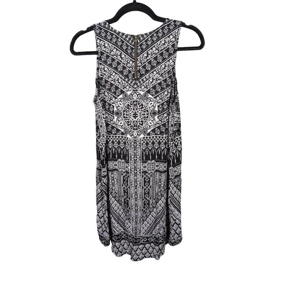 Knox Rose Dress Black Medallion Geometric Sleeveless Shift Rayon Women's XS - Picture 2 of 5